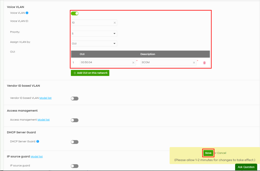 Configure Voice VLAN For Nebula Switches Only