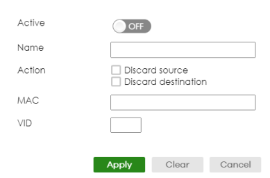 Switch Filtering Static MAC Filtering